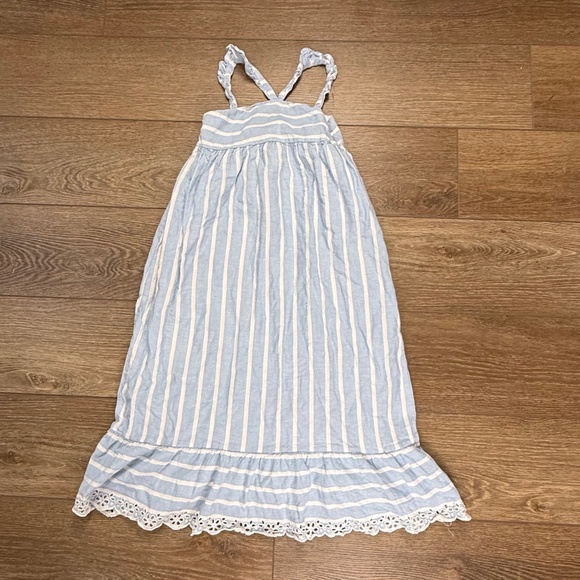 Janie and Jack Other - Janie and Jack Girls Aerin Linen Blend Maxi Dress Halter Eyelet Ruffle Size 7